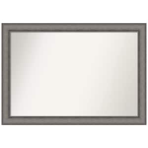 Burnished Concrete 40.5 in. x 28.5 in. Non-Beveled Modern Rectangle Wood Framed Wall Mirror in Gray