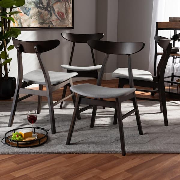 Britte Light Grey Upholstered Wood Dining Chairs (Set of 4)