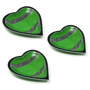 Small Soapstone Heart Bowls with Designs (Set of 3), Green