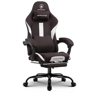 Fabric Gaming Chair Computer Chair with Footrest and Lumbar Support for Office or Gaming, Brown