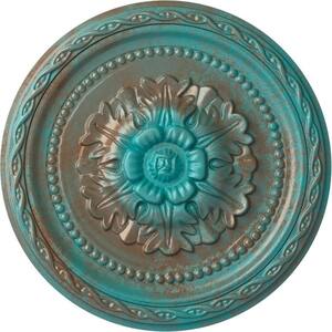 11-1/2 in. x 1 in. Palmetto Urethane Ceiling Medallion, Copper Green Patina