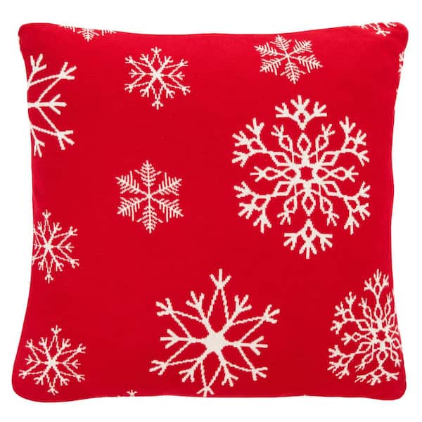 SAFAVIEH Snow Flake Red 20 in. x 20 in. Throw Pillow
