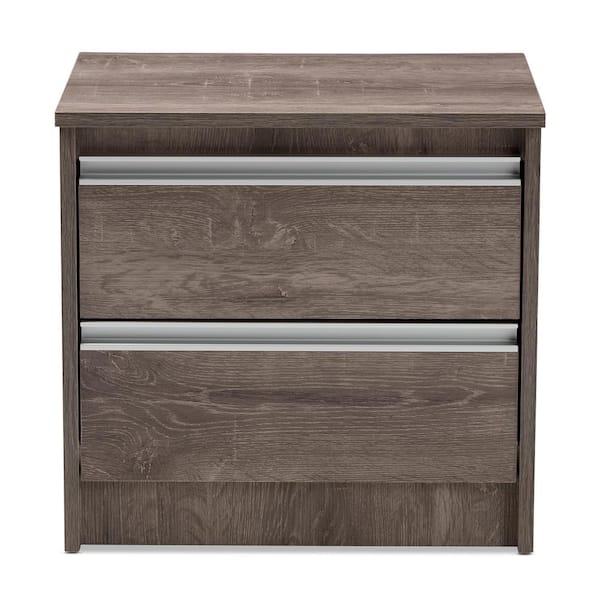 Baxton Studio Gallia 2-Drawer Oak Brown Nightstand