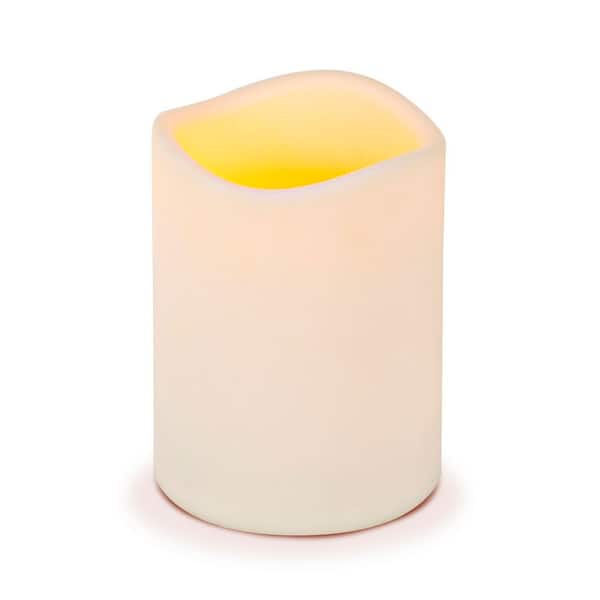 4.5 in. x 6 in. Bisque Color Resin Indoor/Outdoor Candle with 5-hour Timer, Remote Ready