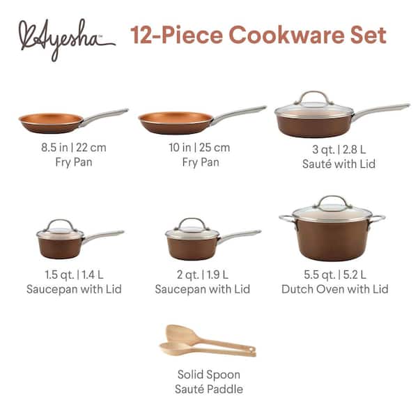Ayesha Curry Home Collection 12-Piece Aluminum Nonstick Cookware 
