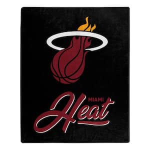 NBA Heat Signature Raschel Black Throw Blanket