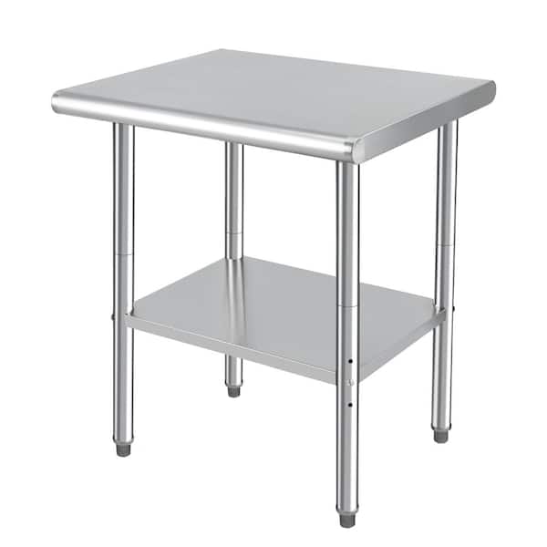 30 in. W x 24 in. D Stainless Steel Mobile Workbench with Undershelf, Adjustable Shelf