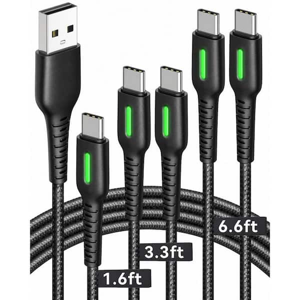 5-Pack USB C Phone Charger Cables with 3.1 Amp Fast Charging, Nylon Braided USB-A to USB-C for iPhone, Samsung
