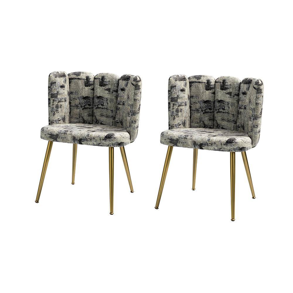 JAYDEN CREATION Hugo Grey Upholstered Modern printed fabric Accent Side Chair with Shell Back