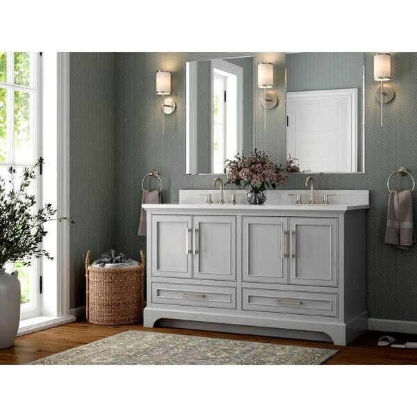 Home Decorators Collection Talmore 60 in. W x 22 in. D x 35 in. H  Freestanding Bath Vanity in Gray with White Cultured Marble Top VA-FC0201 -  The Home Depot