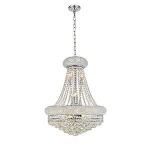 Timeless Home 20 in. L x 20 in. W x 26 in. H 14-Light Chrome Transitional Chandelier with Clear Crystal