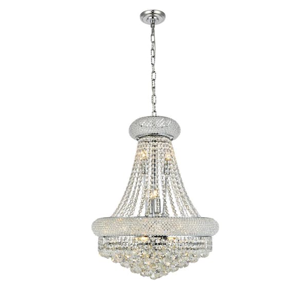 Unbranded Timeless Home 20 in. L x 20 in. W x 26 in. H 14-Light Chrome Transitional Chandelier with Clear Crystal