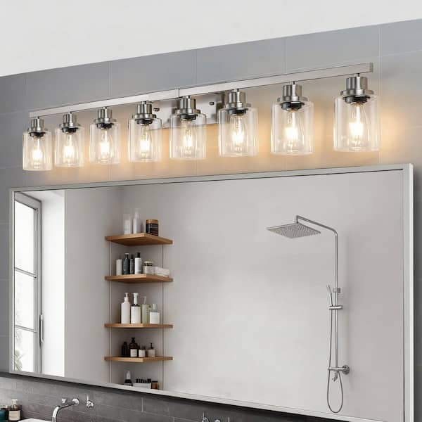 51 in. 8 Light Bathroom Vanity Light, Brushed Nickel Wall Sconce for Mirror Dressing room, Bulbs not Included