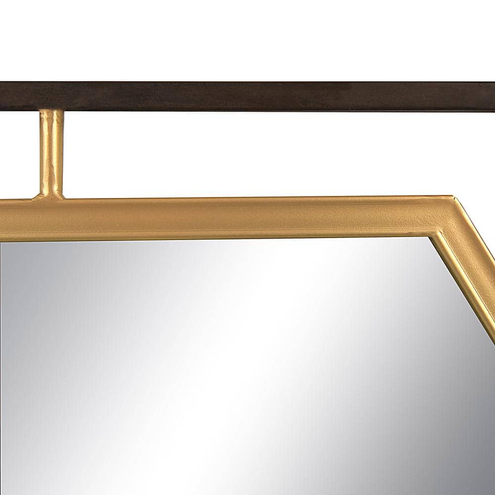 Hexagon Elegance 38" Gold and Black Metal Wall Mirror
