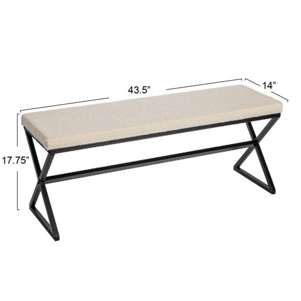 Harper Cream Boucle Upholstered Metal Bench