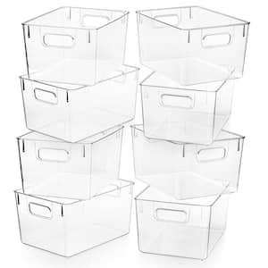 Large Plastic Stackable Storage Bins for Pantry Black - 3-Pack, Large  Stackable Bins For Organizing Food, Kitchen, and Bathroom Essentials  (Rhombus)