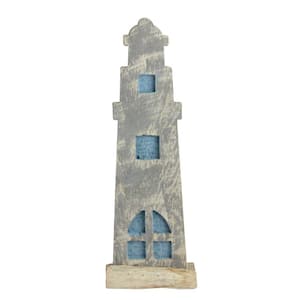 15 in. Natural Distressed Wood Cape Cod Inspired Nautical Beacon