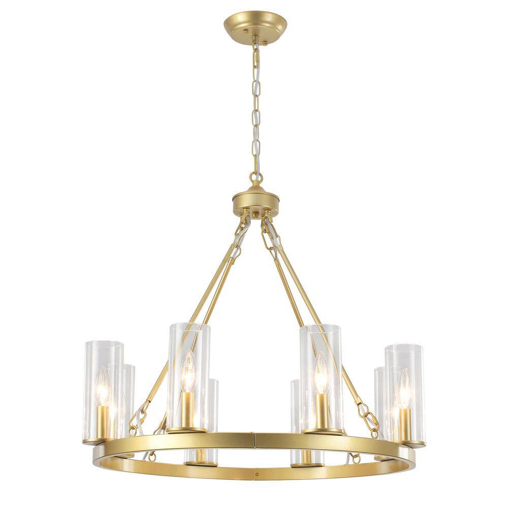 8-Light Gold Candlestick Foyer Pendant Hanging Wagon Wheel Chandelier Lighting with Glass Shade for Kitchen Island price history on PriceWatchPro