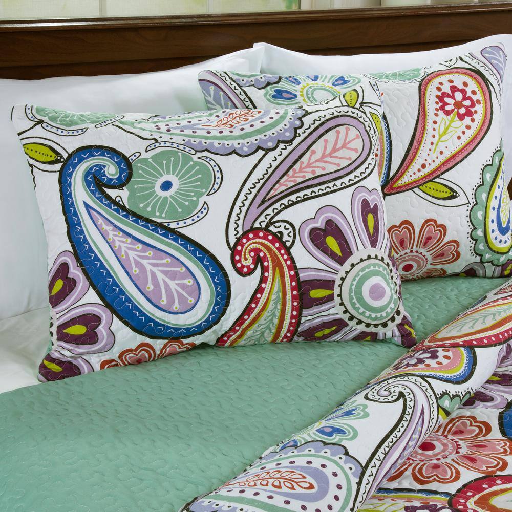 Twin Multicolor Microfiber Paisley Quilt Set