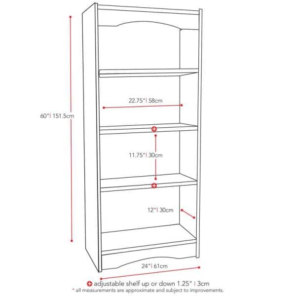Hawthorn Midnight Black 64" Adjustable Wood Bookcase