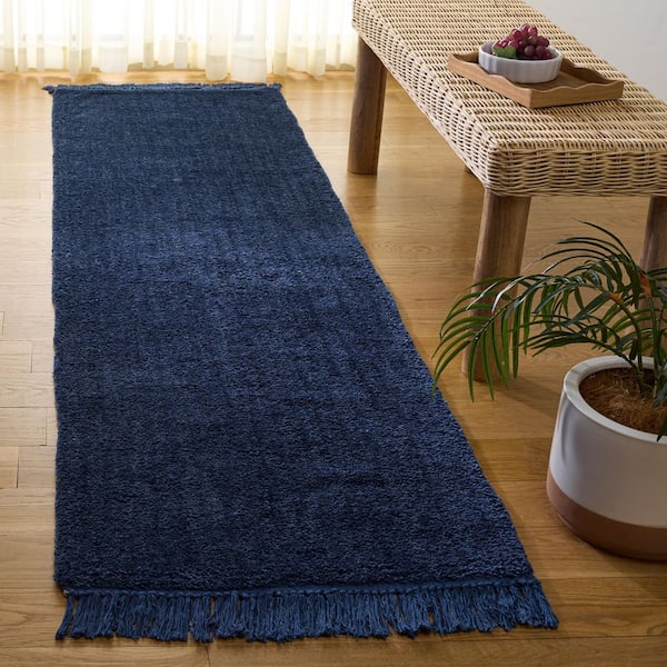 Vermont 2 ft. x 8 ft. Blue Solid Textured Runner Rug