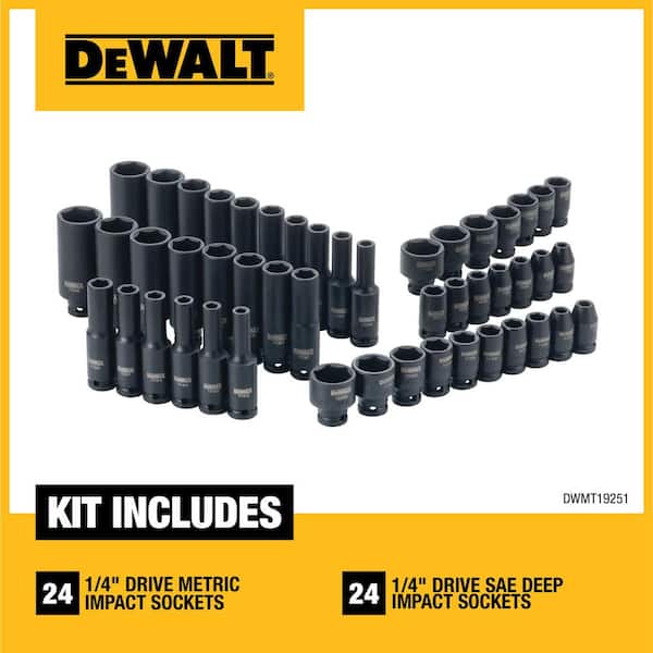 1/4 in. Drive Metric and SAE Impact Socket Set (48-Piece)
