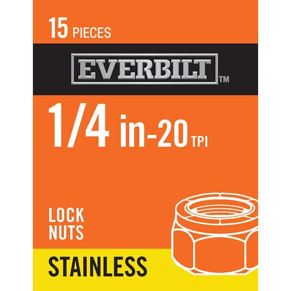 Everbilt 1/4 in.-20 Stainless Steel Nylon Lock Nut (15-Pack)