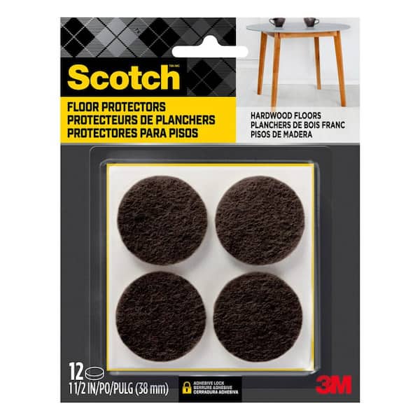 Scotch Scotch 1.5 in. Round Felt Pads, Brown, 12 Pack