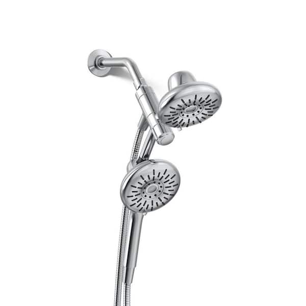 Freespin Bellerose 3-Spray 5.25 in. Dual Wall Mount Fixed and Handheld Shower Head 1.75 GPM in Polished Chrome