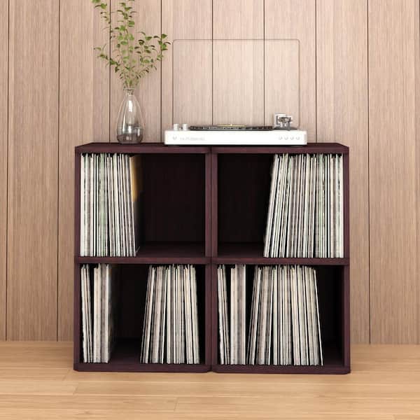 Charcoal Black Vinyl Record Album Storage Cube and Stackable Shelf - Way  Basics