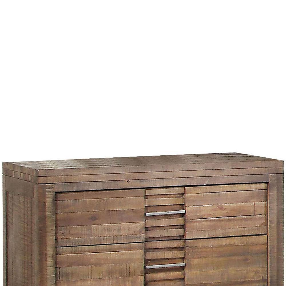 Andria Rustic Brown Wood Nightstand with 3 Drawers and Metal Legs
