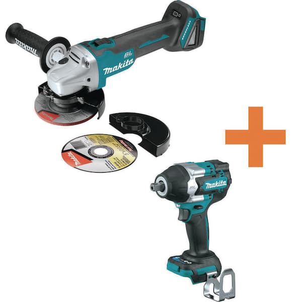 Makita 18V LXT Brushless 4-1/2 in./5 in. Cut-Off/Angle Grinder and 18V LXT Brushless 4-Speed Mid-Torque 1/2 in. Impact Wrench