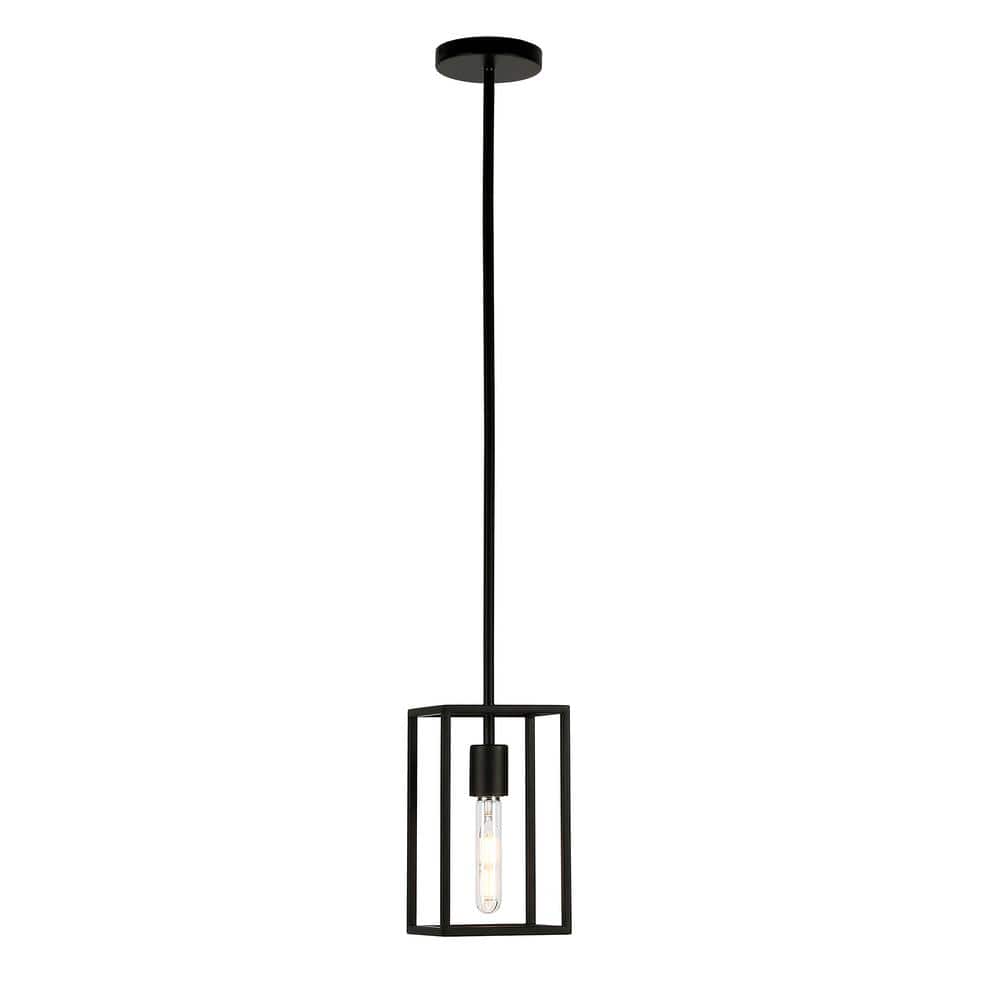 Industrial Blackened Bronze Square Metal Pendant Light