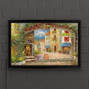 "Capri Isle" by Rio Framed with LED Light Landscape Wall Art 16 in. x 24 in.