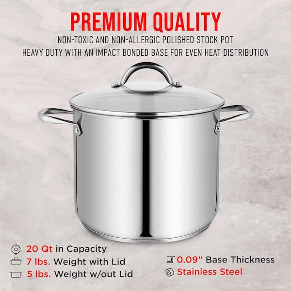 Adrinfly 20 qt. Non-Toxic and Non-Allergic Stainless Steel Stock