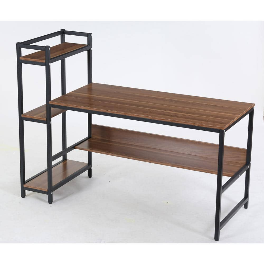 Computer Desk with Storage Shelves 17 Stories Color: Brown/Black