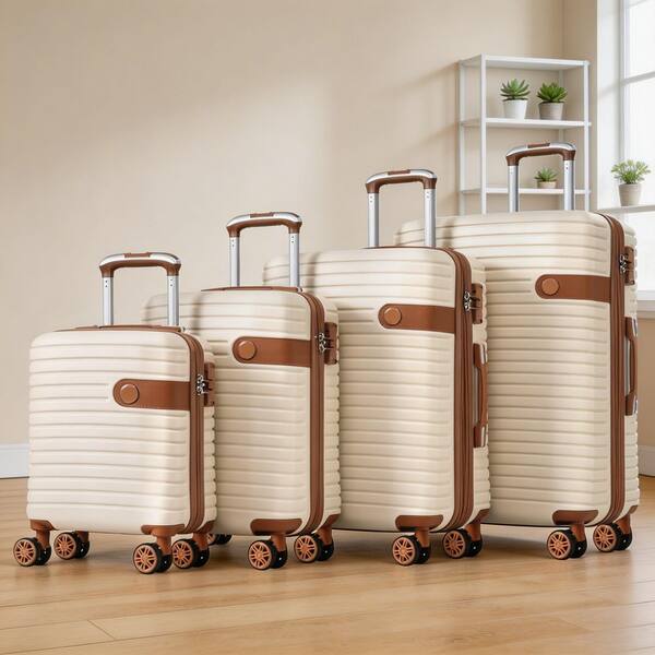 ルージュ&エルメジスティブルボックスセット LIVACA 4-Piece Cream ABS Plastic Hardside Lightweight Expandable