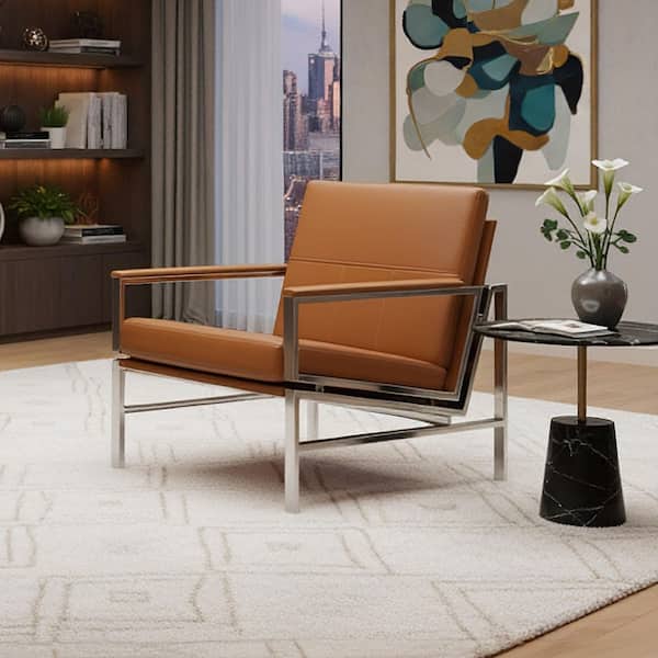 Studio Designs Home Atlas Signature Caramel/Chrome Genuine Leather