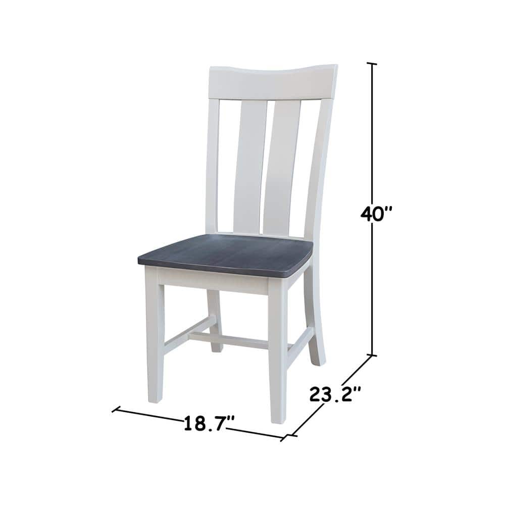 Elegant Gray Slat-Back Solid Wood Side Chair, 43" High