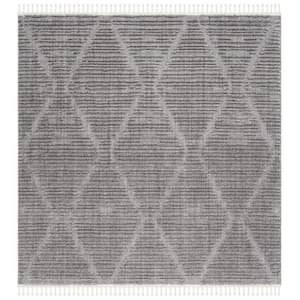 Marrakesh Gray 3 ft. x 3 ft. High-low Diamond Square Area Rug