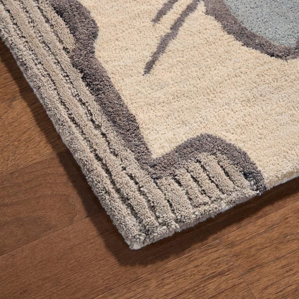 Flora Grandeur Bloom Handcrafted Wool Area Rug Taupe 8 ft. x 10 ft.