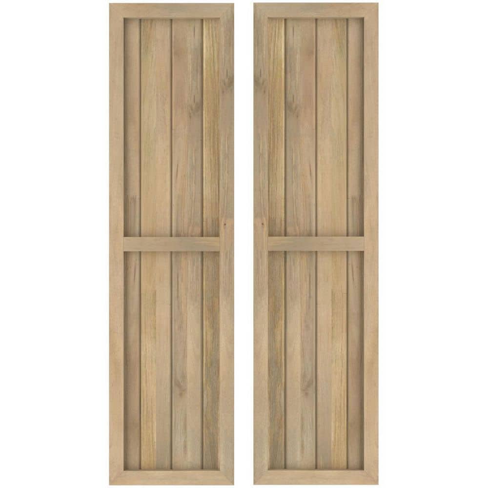 14-in W x 77-in H Americraft 4 Board Exterior Real Wood Two Equal Panel Framed Board and Batten Shutters Unfinished price history on PriceWatchPro