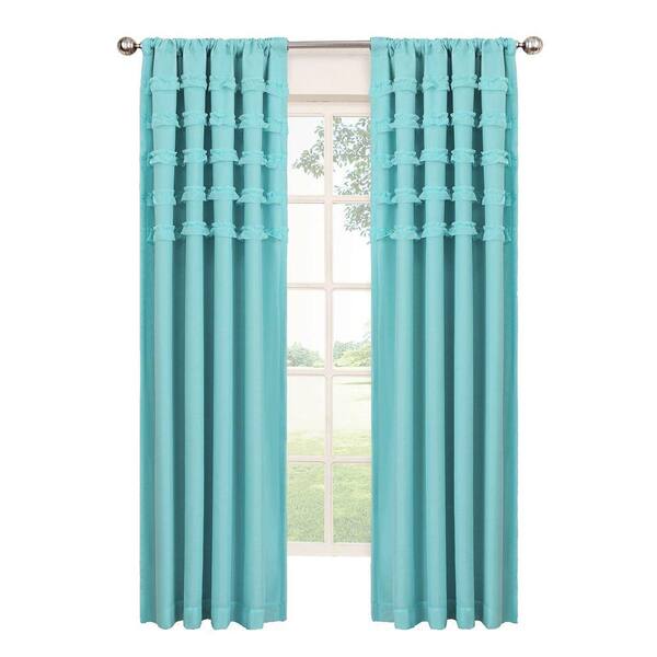 Eclipse Blackout Ruffle Batiste Blackout Pool Polyester Rod Pocket Curtain, 84 in. Length