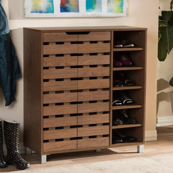 386 in. H x 34.16 in. W Brown Faux wood Shoe Storage Cabinet