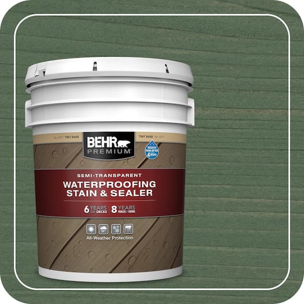 5 gal. #ST-126 Woodland Green Semi-Transparent Waterproofing Exterior Wood Stain and Sealer