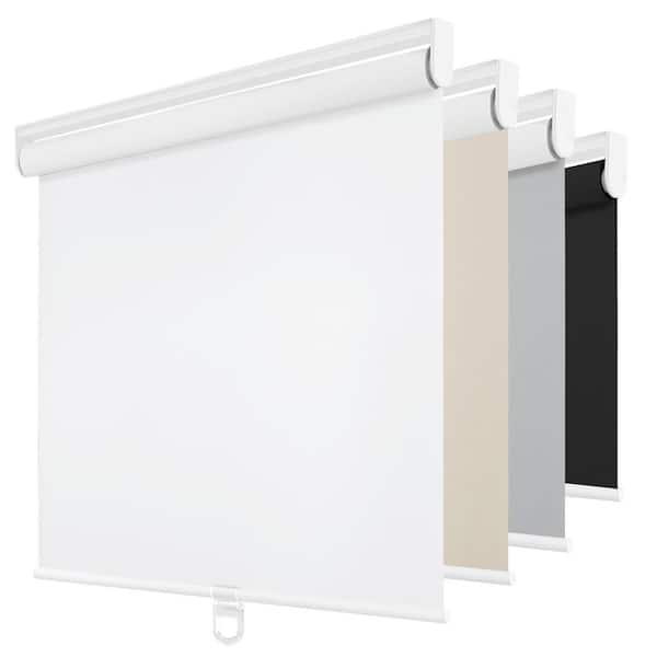 White Cordless Blackout Roller Shades for Windows, 22 in. x 72 in. Window Blinds, UV Protection Pull Down Shades