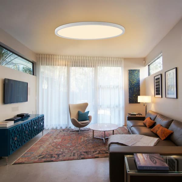 32 in. White Modern Dimmable LED Ceiling Light Flush Mount with Selectable 2700K/3000K/3500K/4000K/5000K(1-Pack)