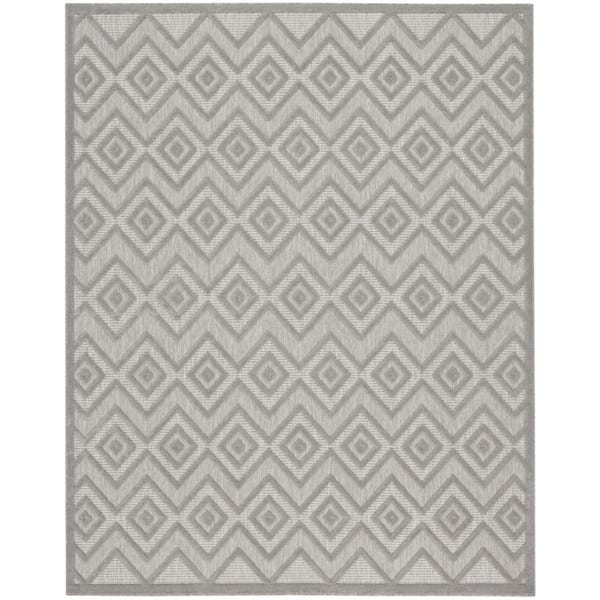 HomeRoots Gray, Silver 9 ft. x 12 ft. Woven Abstract Polyester Rectangle Indoor/Outdoor Area Rug