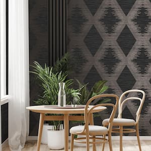 Serenity Geo Black and Rose Gold Non-Woven Paper Removable Wallpaper
