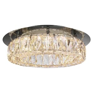 Keighley 13 in. 1-Light Polished Chrome and Crystal Integrated LED Flush Mount
